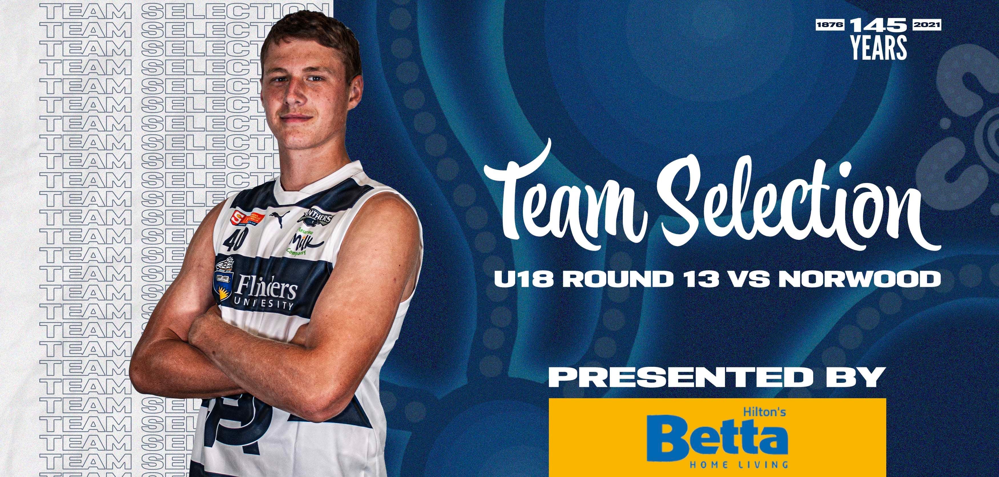 BETTA Team Selection: Under-18 Round 13 vs Norwood BETTA Team Selection: Under-18 Round 13 vs Norwood
